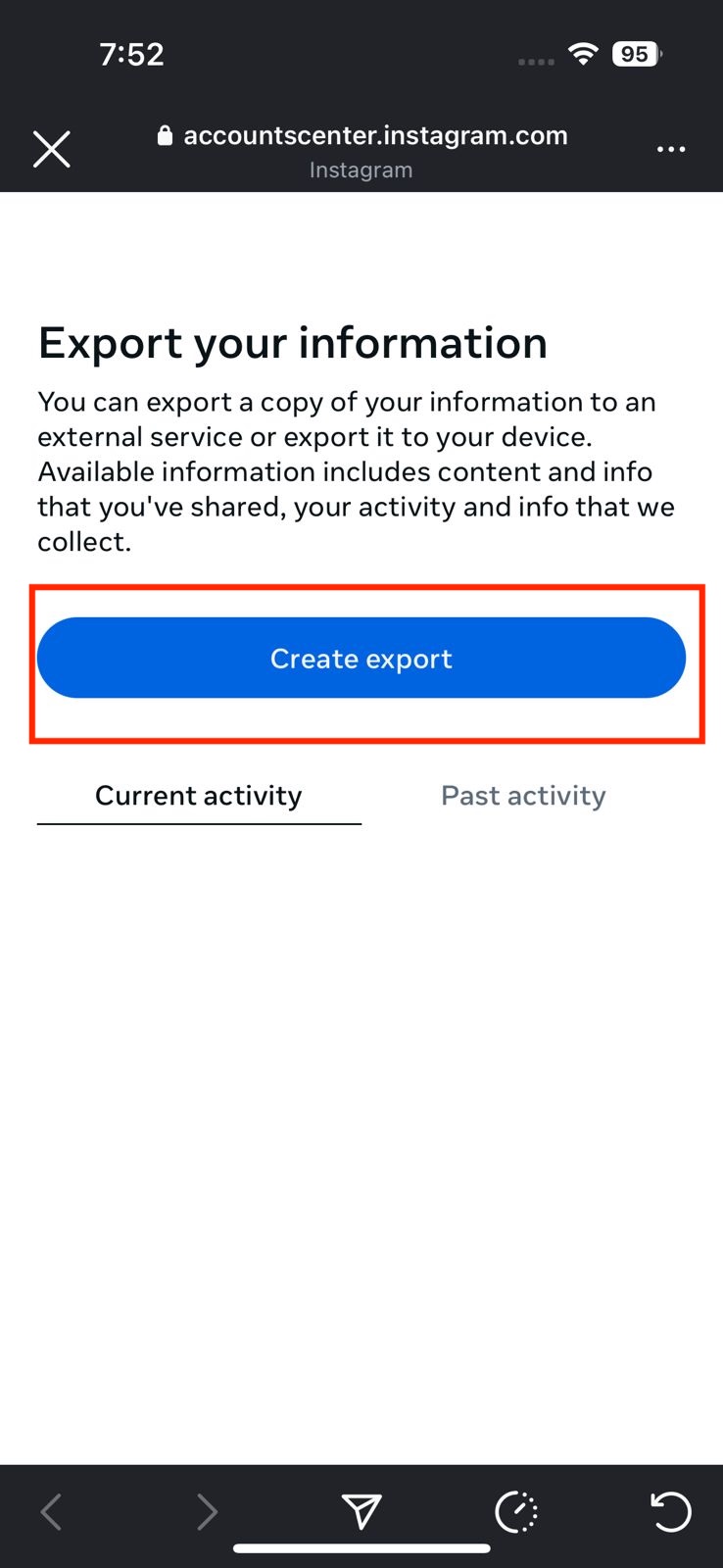 Screenshot of Accounts Center