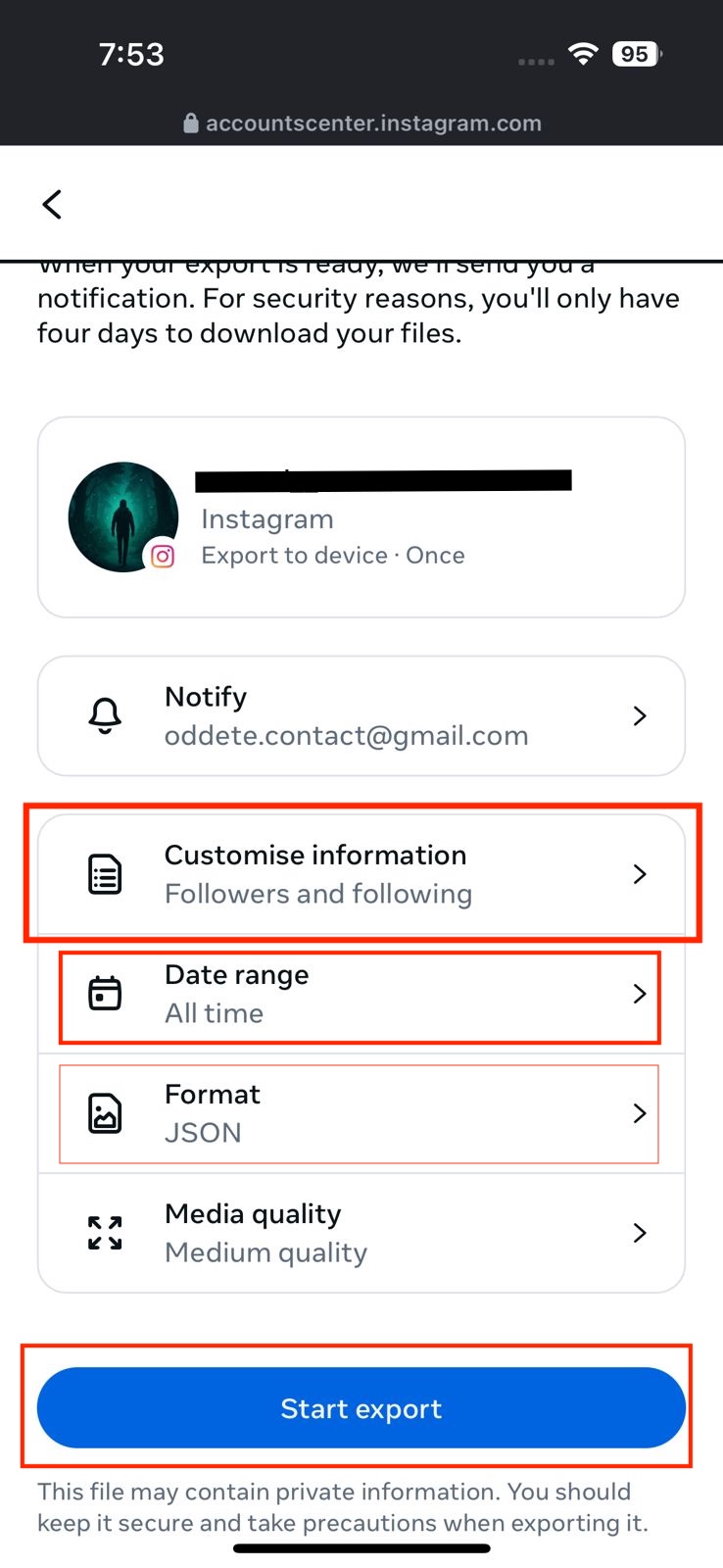 Screenshot of Accounts Center