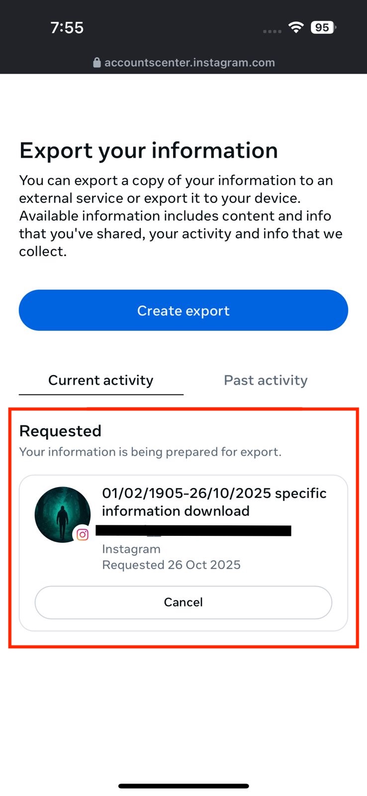 Screenshot of Accounts Center